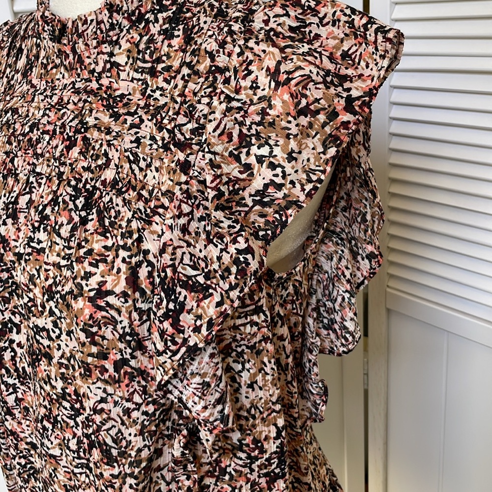 LOFT XS Pintucked Ruffle Shell top - Picture 4 of 13